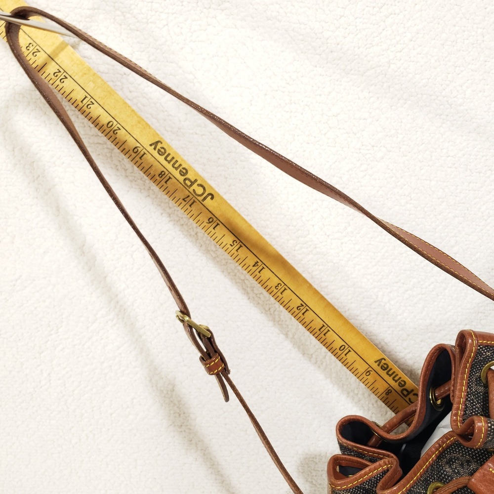 Dooney and Bourke Bucket Bag Medium Black Tan Monogram Vintage Crossbody USA - Picture 12 of 14